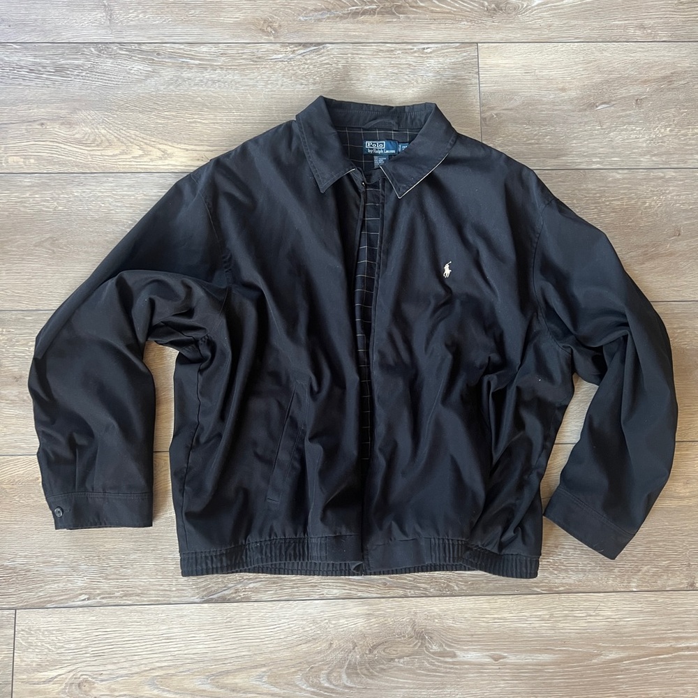 Polo Ralph Lauren Jacket Mens 3XB Black Lined Harrington Full Zip, excellent!